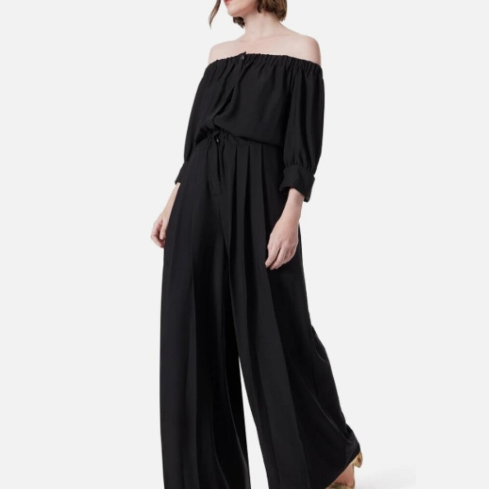 NWT Dee Ocleppo Black Off The Shoulder Wide Leg Women's Jumpsuit - Size L